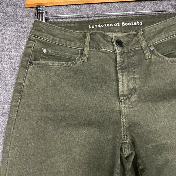 Articles of Society Jeans Womens 26 Skinny Green Cotton Stretch Step Hem Folsom - Picture 4 of 10